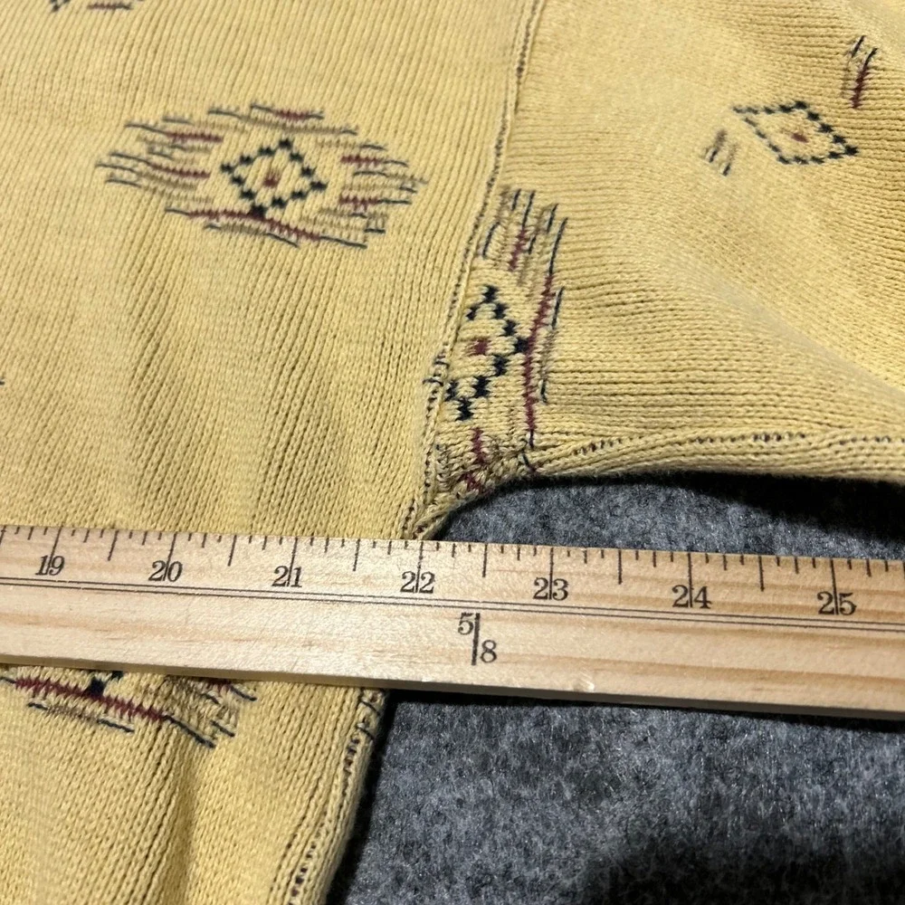 Vintage Southwestern Geometric Knit Sweater Yellow Skater Baggy Retro Size XL‎